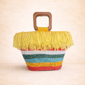 Bolso de autor Sol Brillante tejido a mano en crochet, diseño Amaro Crochet.