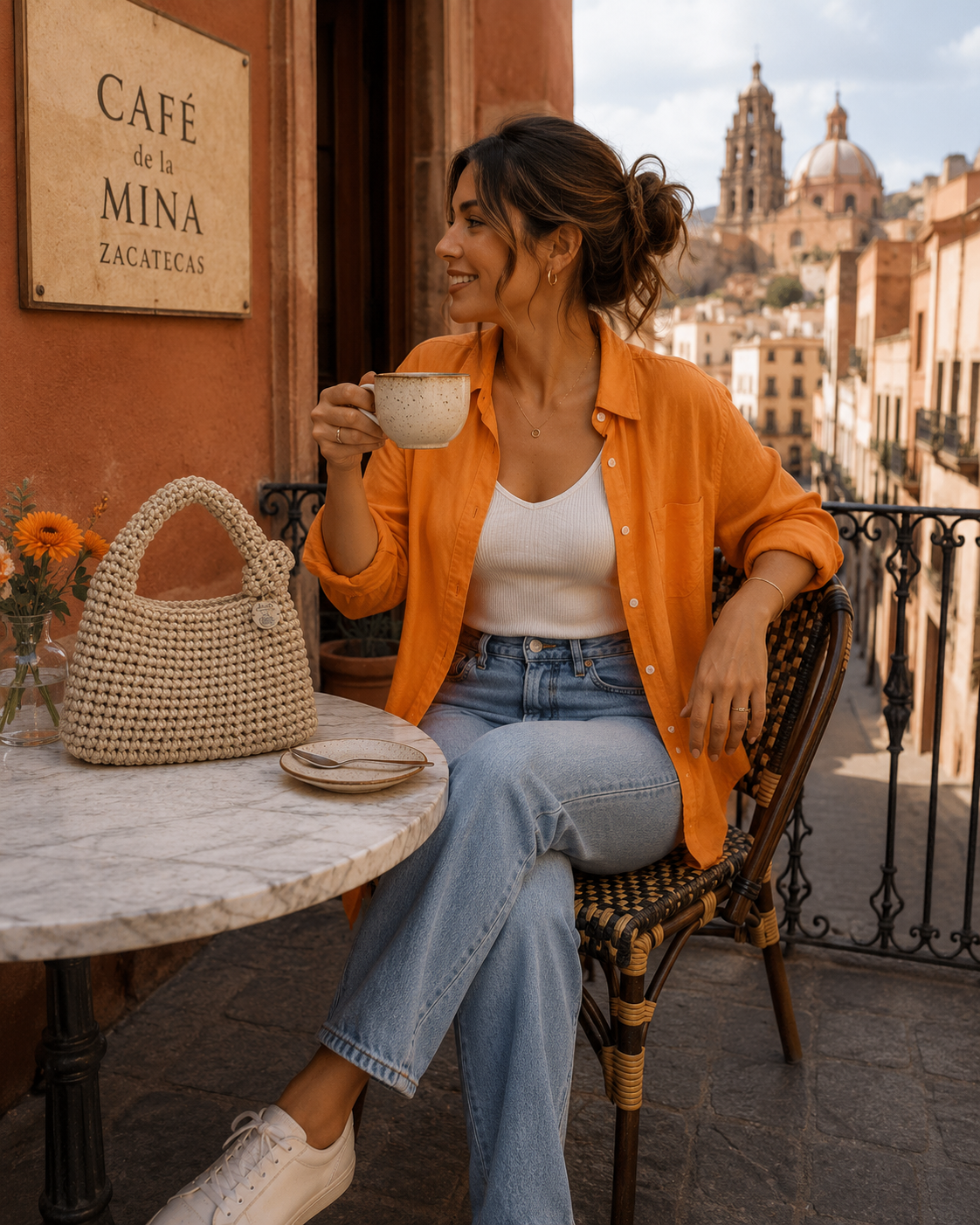 Nudo Solar combinado en un look casual