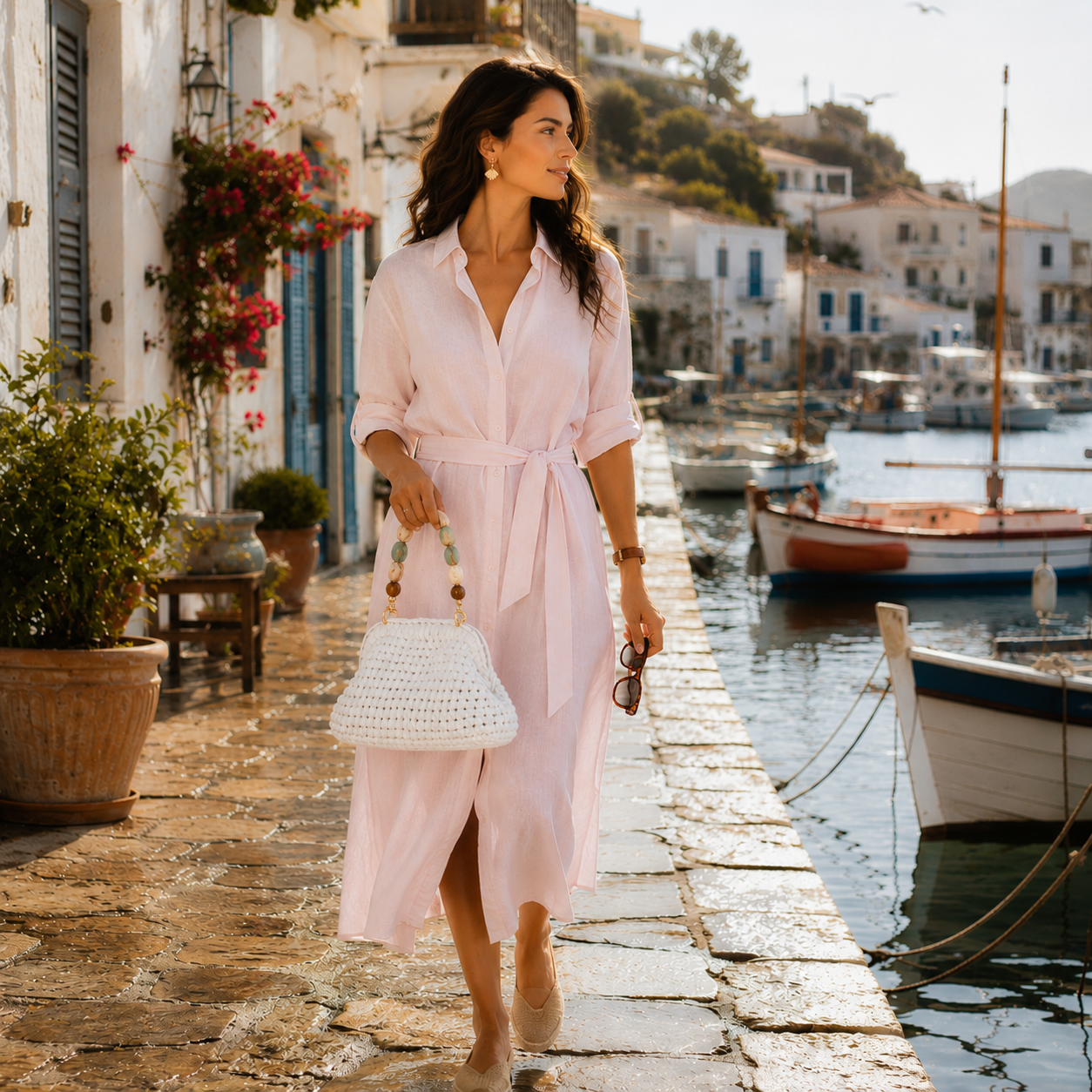 Perla Brillante con look de vacaciones